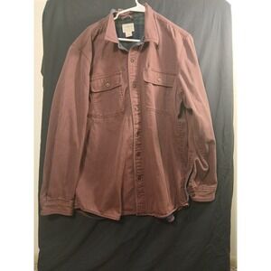 LL Bean  Jacket Mens Large Canvas Red Flannel Lined Traditional Fit Cotton Twill